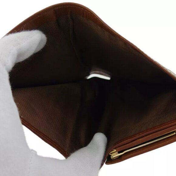 Celine Bi -fold Wallet Macadam Beige Canvas x Leather Authentic USED - Picture 6 of 10